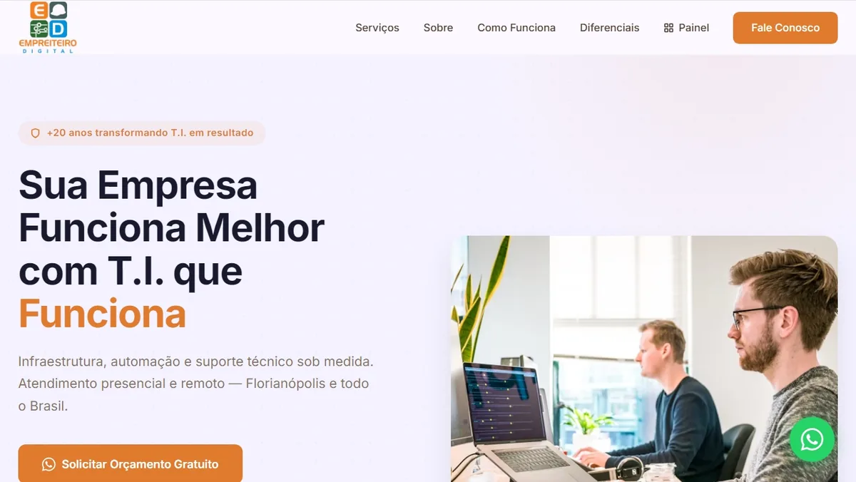 Captura do site Empreiteiro Digital desenvolvido pela VipNegócio