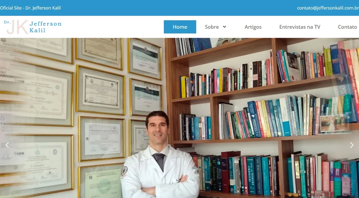 Captura do site Dr. Jefferson Kalil desenvolvido pela VipNegócio