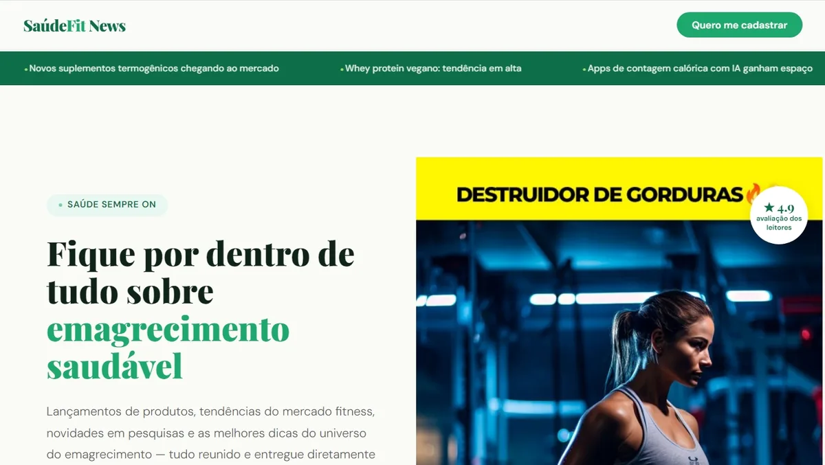 Captura do site Saúde Fit News desenvolvido pela VipNegócio